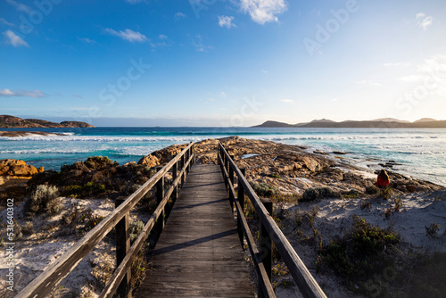 beautiful sunset on famous beach in lucky bay, cape le grand national park, western australia