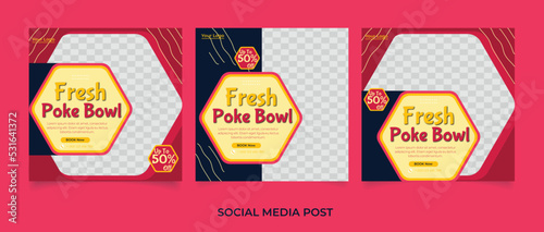 Fresh poke bowl social media post