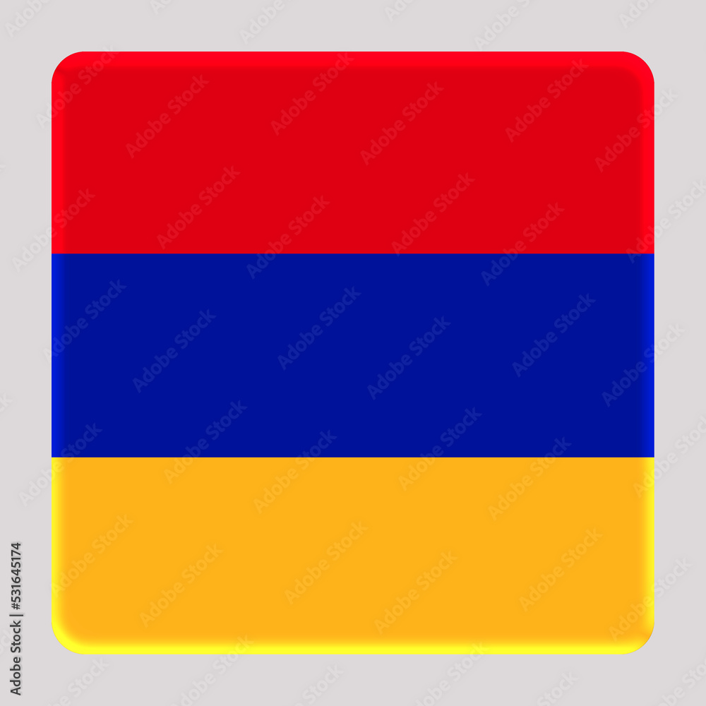 3D Flag of Armenia on a avatar square background. 3D Flag of Armenia on a avatar square background.