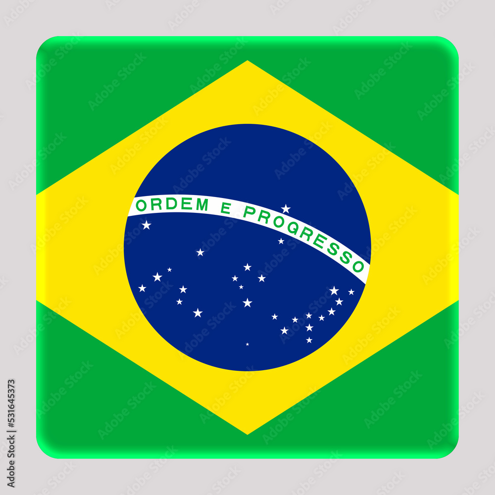 Obraz premium 3D Flag of Brazil on a avatar square background.