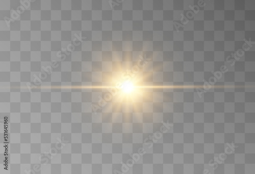 Bright beautiful star.Vector illustration of a light effect on a transparent background.