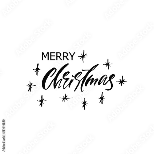 Merry Christmas. Holiday calligraphy phrase. Christmas typography greeting card. Sketch handwritten vector illustration EPS 10