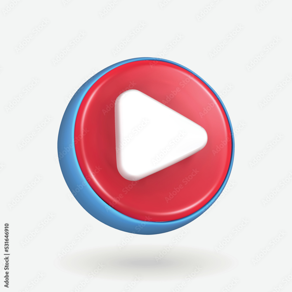 3d simple play video or audio isolated vector 3d icon. play on red button isolated 3d illustration. 3d simple play video or audio isolated vector 3d icon. play on red button isolated 3d illustration.