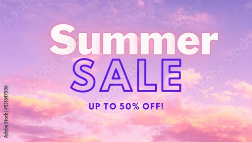 text animation motion graphics of summer sale 50% Off, perfect for banner business, marketing and advertising transparent background

