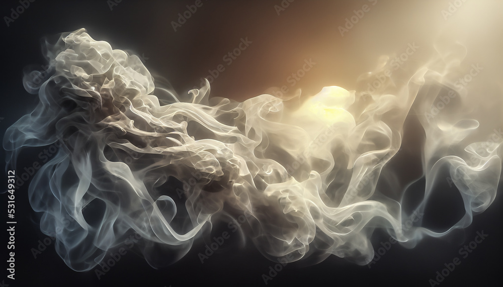 White curve fog, smoke, clouds, fire and dark background with spotlight. Abstract illustration art. Pattern texture, use for ad, poster and template, business. Digital art White curve fog, smoke, clouds, fire and dark background with spotlight. Abstract illustration art. Pattern texture, use for ad, poster and template, business. Digital art