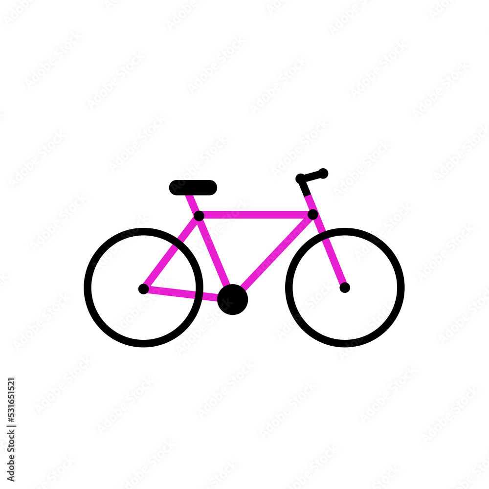 Obraz premium Vector icon of pink mountain bicycle or bike. Symbol of bike. Vector illustration