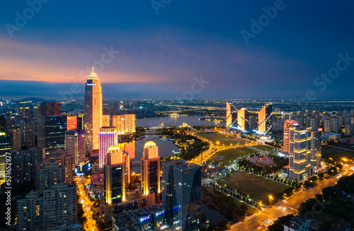 Night View of Shaoxing CBD  Zhejiang  China