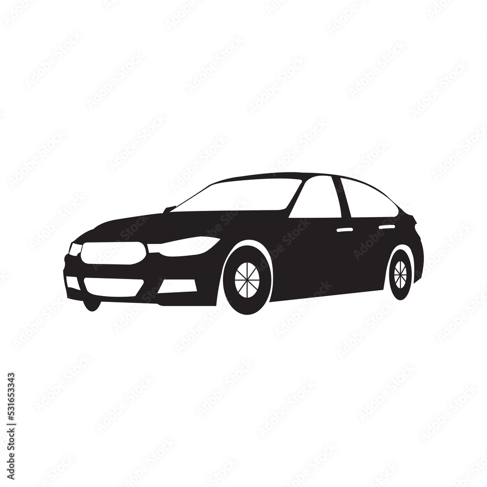Transportation vehicle auto car icon | Black Vector illustration |