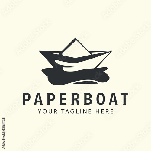 vintage paper boat style logo vector icon template illustration design