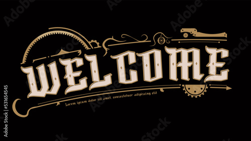 Steampunk welcome banner art design