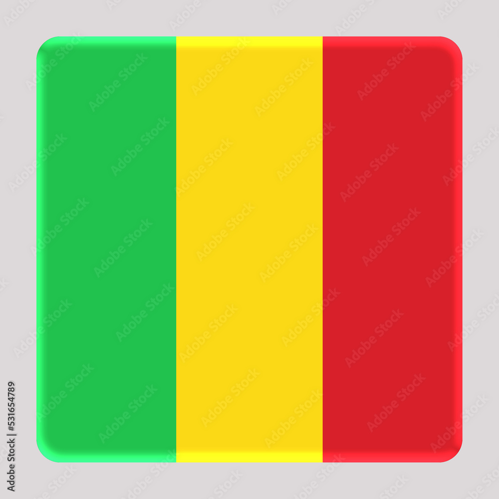 Fototapeta premium 3D Flag of Mali on a avatar square background.