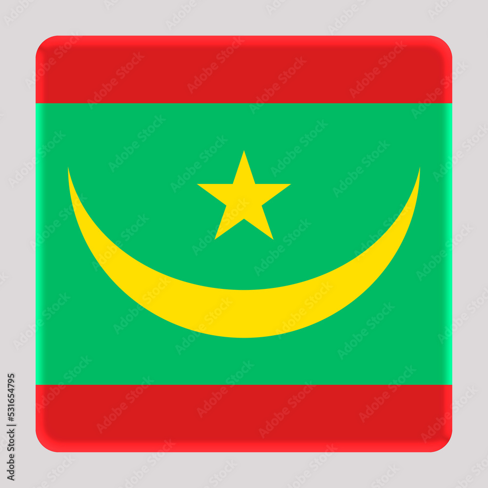 3D Flag of Mauritania on a avatar square background. 3D Flag of Mauritania on a avatar square background.