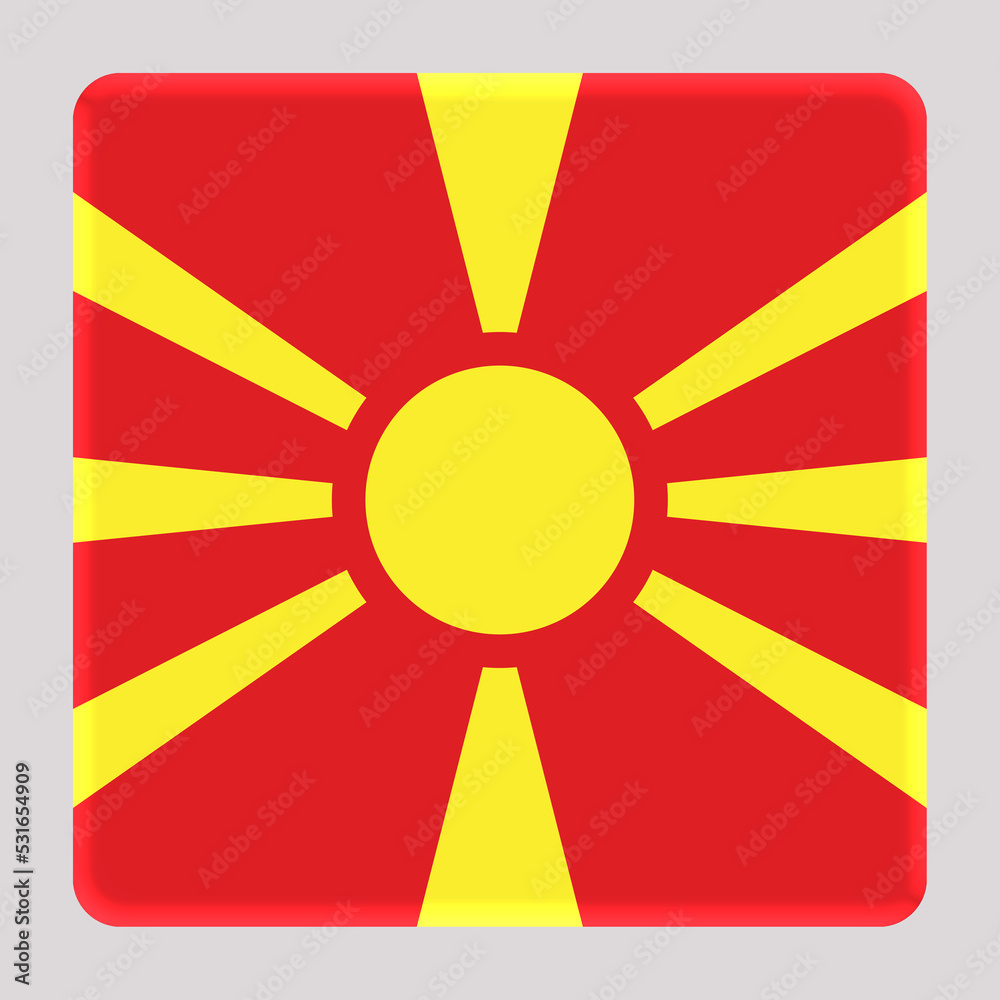 3D Flag of North Macedonia on a avatar square background. 3D Flag of North Macedonia on a avatar square background.