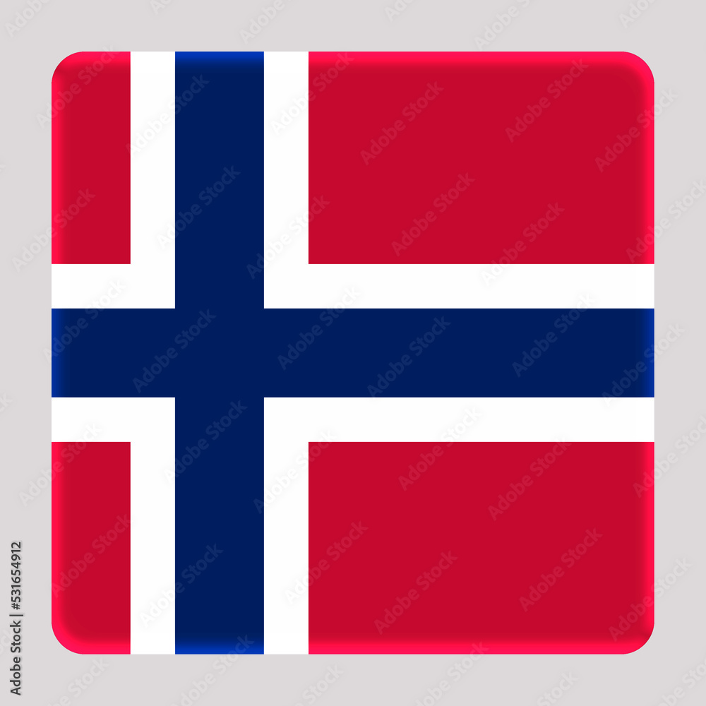 Fototapeta premium 3D Flag of Norway on a avatar square background.