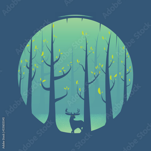 Flat Dark Forest Simple Design