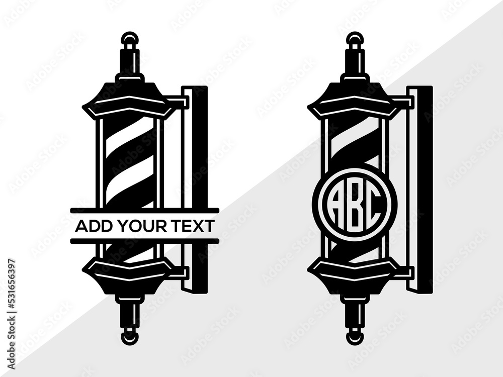 Barbers Pole Monogram SVG, Barber Light Svg, Barber Pole Svg ...