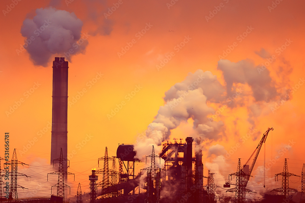 concept ecological problem industrial plant pollution abstract background