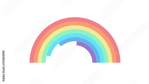 Animated multicolor illustration of a rainbow appearing from left to right on a white background. Loading animation.