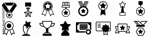 Awards icon vector set. trophy illustration sign collection. winner symbol.