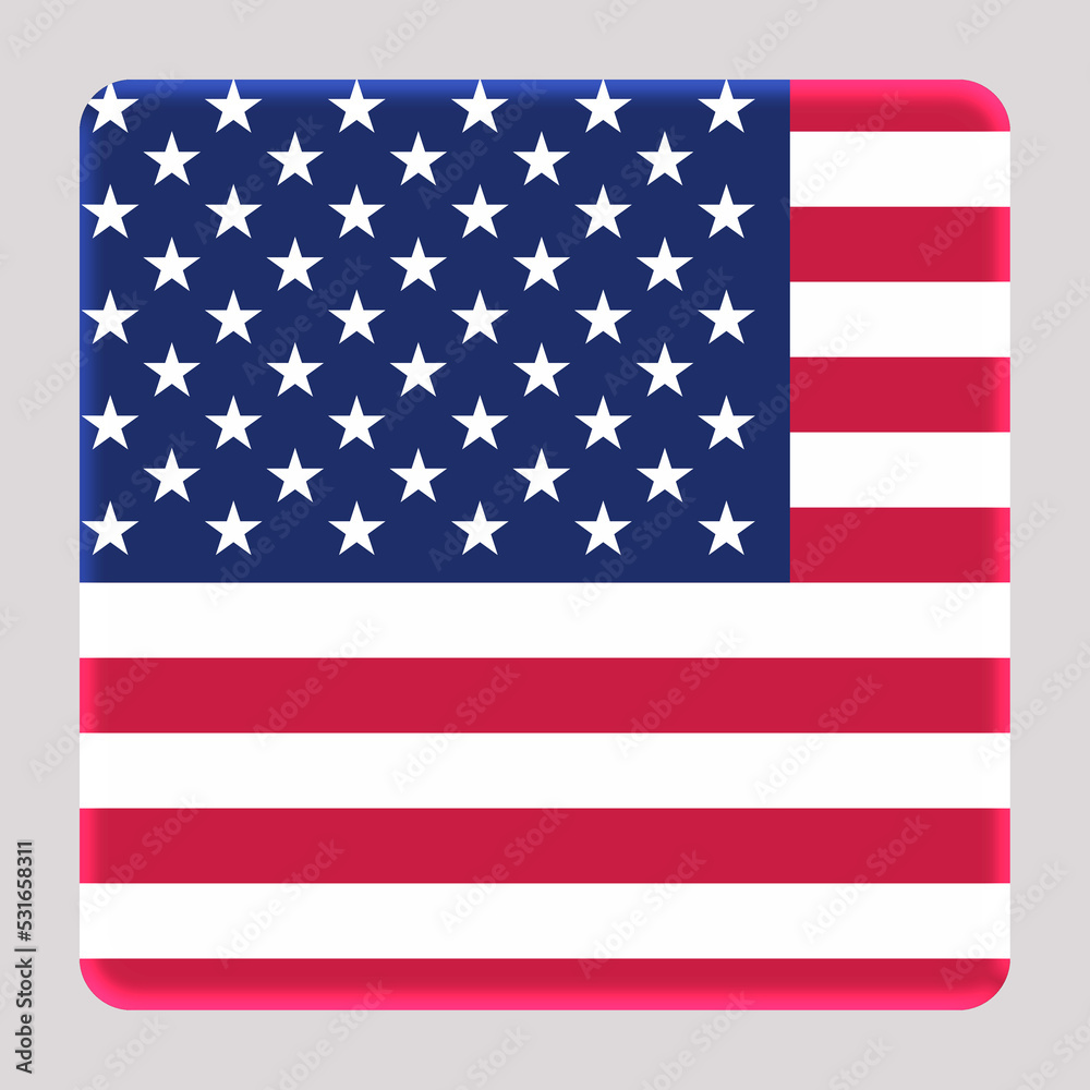 Naklejka premium 3D Flag of United States of America on a avatar square background.