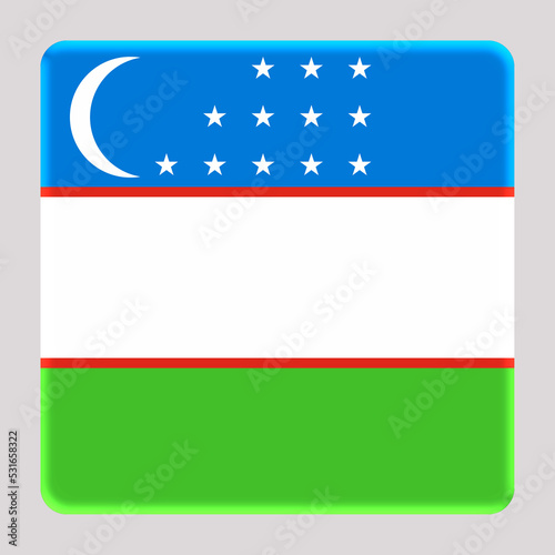 3D Flag of Uzbekistan on a avatar square background.
