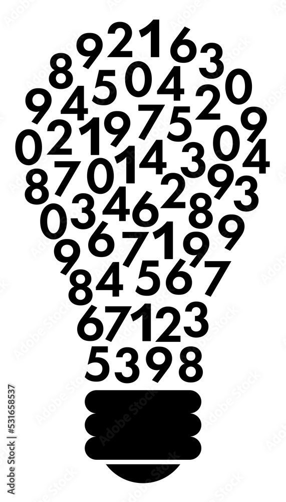 Bulb Filled With Numbers Black Bulb Filled With Numbers Black