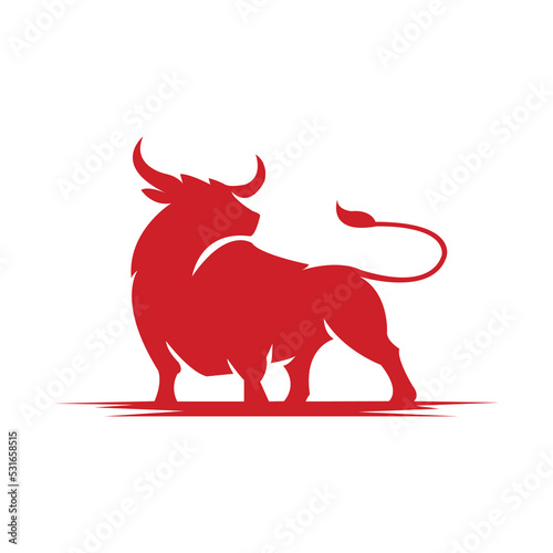 Vector of a bull on a red animal.