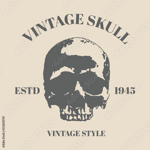 Logo skull with Vintage style  emblem and logo. Vector illustration template design