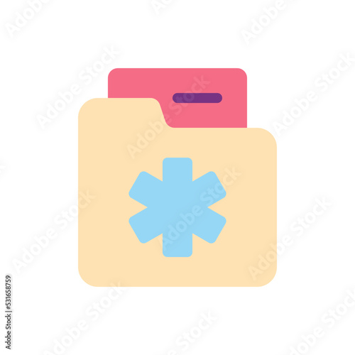 Medical history flat color ui icon. Patient anamnesis. Disease information record. Health condition. Simple filled element for mobile app. Colorful solid pictogram. Vector isolated RGB illustration