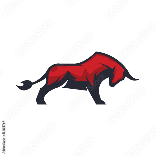 Vector of a bull on a red animal.