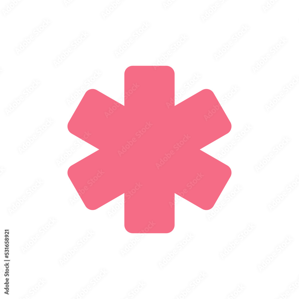Obraz premium Star of life flat color ui icon. Ambulance symbol. Emblem of medical services. Healthcare. Simple filled element for mobile app. Colorful solid pictogram. Vector isolated RGB illustration