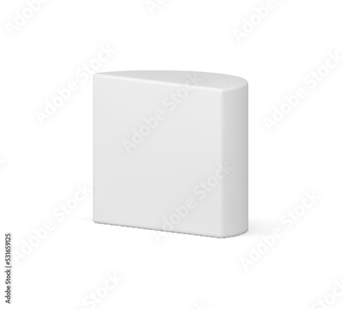 White half cylinder glossy wall showcase product performance geometric construction realistic vector