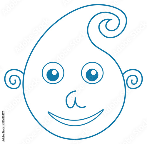 Cartoon Face Curvy Lines Rounded