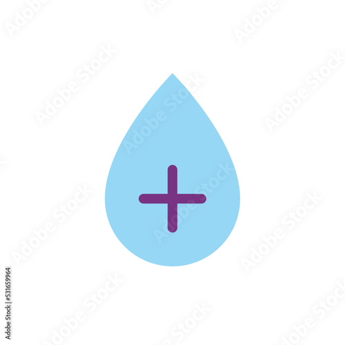 Positive blood type flat color ui icon. Laboratory test. Blood transfusion and donation. Healthcare. Simple filled element for mobile app. Colorful solid pictogram. Vector isolated RGB illustration
