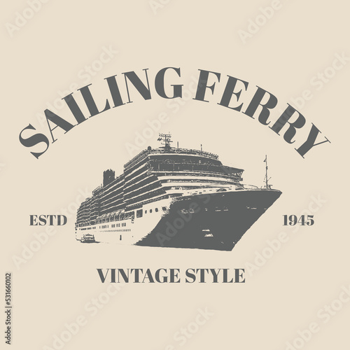 Logo sailing ship Vintage, with old isolated background template premium design works.