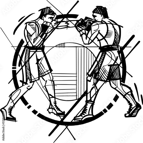 Boxer fight vector illustration sketch
