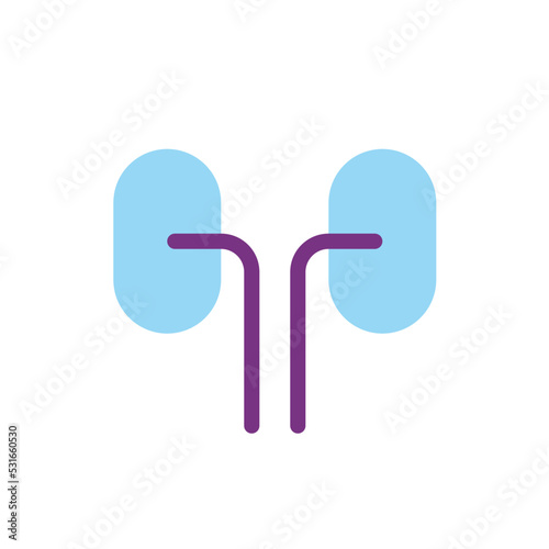 Kidneys flat color ui icon. Organ transplantation. Medical checkup of urinary system. Simple filled element for mobile app. Colorful solid pictogram. Vector isolated RGB illustration