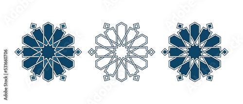 Persian geometric mosaic rosettes for Ramadan card