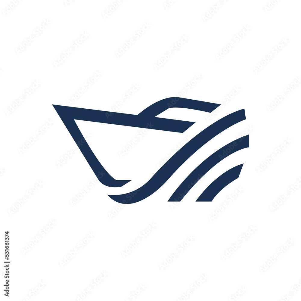 Boat, Ship, Water, Ocean Logo Vector Design