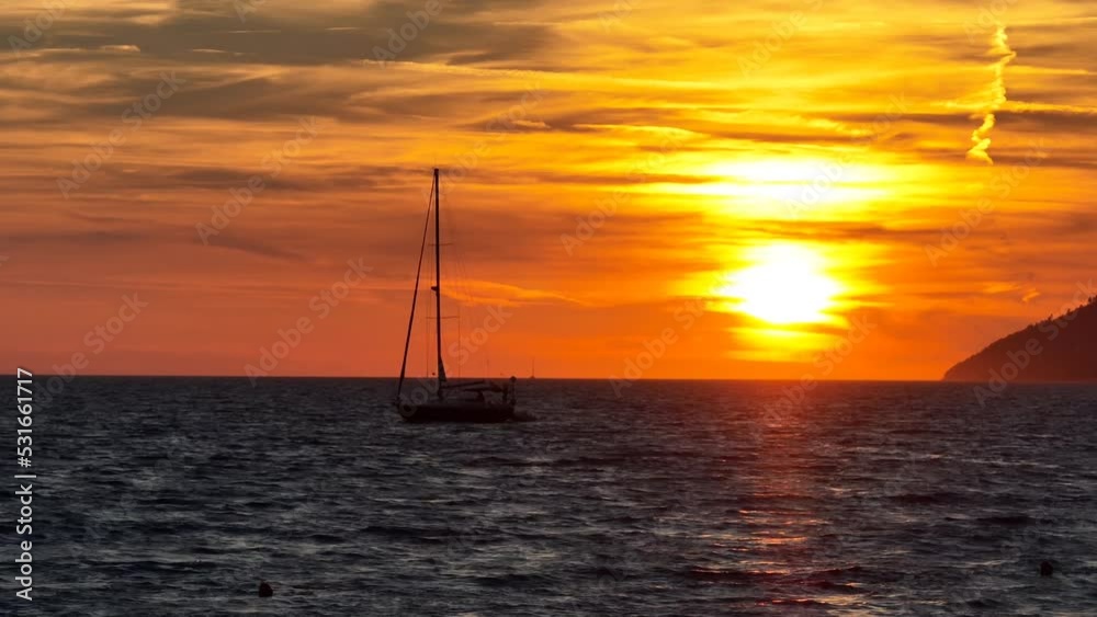 Yacht sailing in the sunset Yacht sailing in the sunset