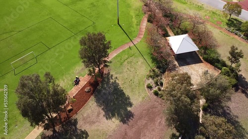 Aerial Descending Shot Over Riverlinks Park In Spring, Clarkson Perth photo