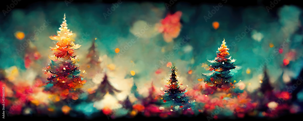 Fototapeta premium Abstract christmas tree background header wallpaper illustration