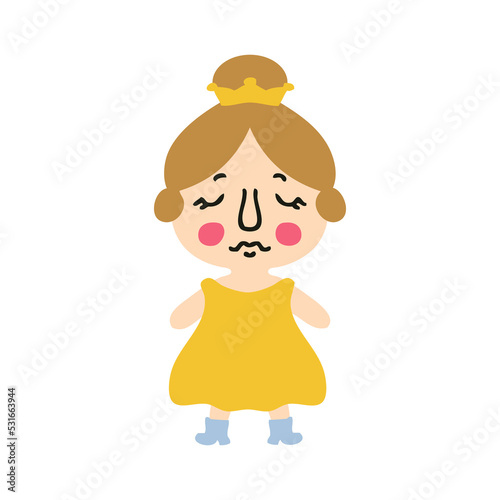 Cute little princess flat isolated vector illustration. Perfect for posters, greeting cards, tee, logo, stickers and print.