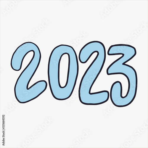 2023 - hand-drawn numbers. Creative lettering illustration for New Year's posters, cards, etc.
