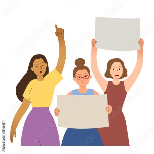 Bild auf Leinwand Women activists participate in the protest, meeting, march