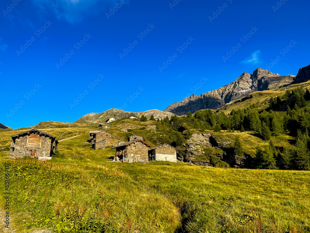 Alpine village in Swiss Alps