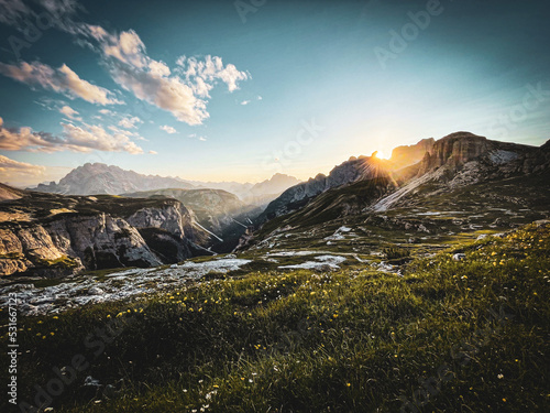 Sun rise on Dolomites 