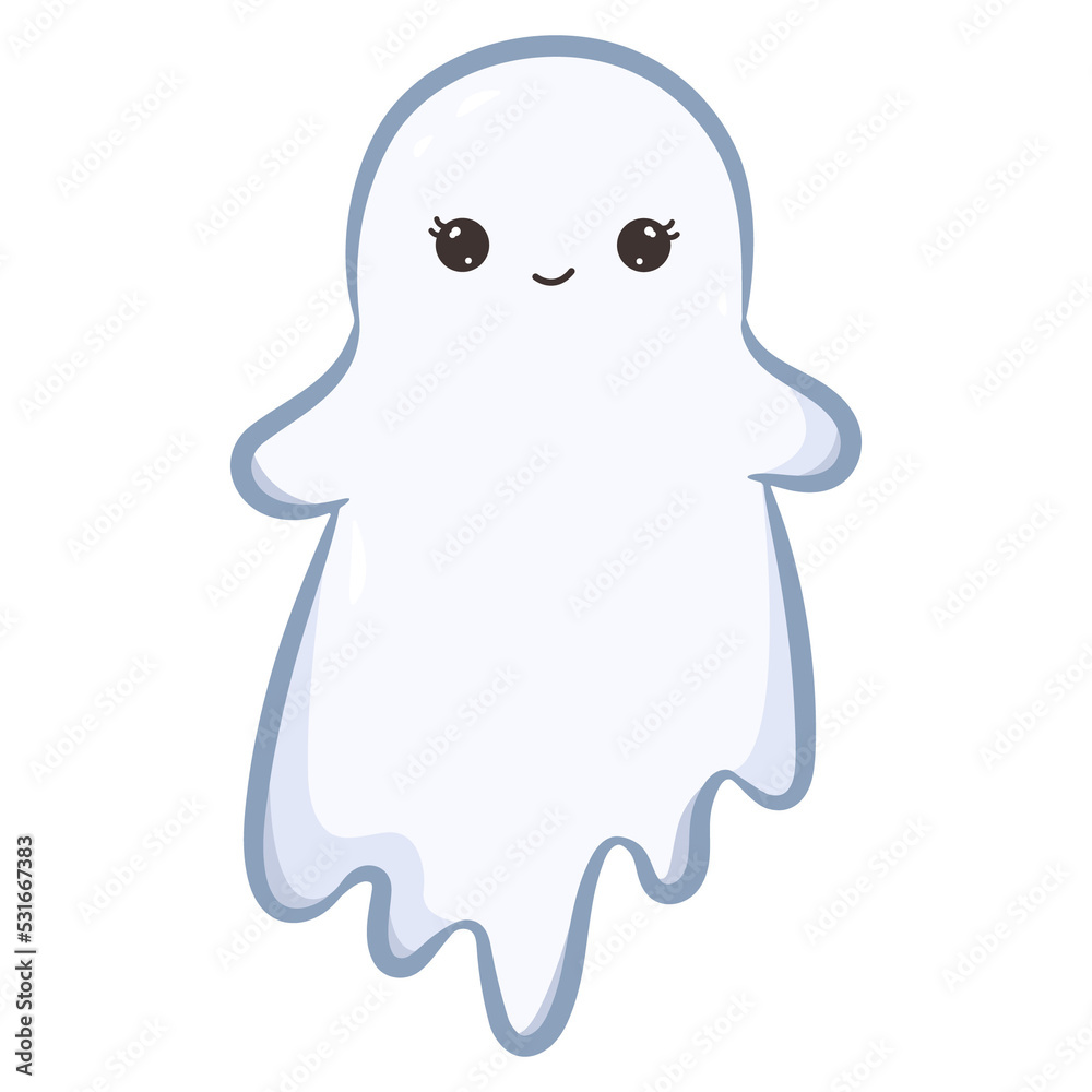 Ghost with funny kawaii face. Cute ghost in cartoon style. Png on transparent background Ghost with funny kawaii face. Cute ghost in cartoon style. Png on transparent background