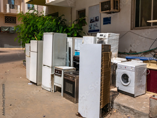 Repair and disposal of household appliances. Old things.