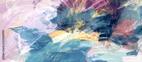 Wallpaper Mural Abstract color painting background. Pink, blue, yellow watercolor pattern. Fractal artwork for creative graphic design Torontodigital.ca